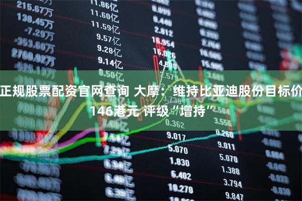 正规股票配资官网查询 大摩：维持比亚迪股份目标价146港元 评级“增持”