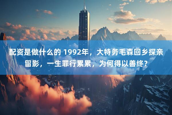 配资是做什么的 1992年，大特务毛森回乡探亲留影，一生罪行累累，为何得以善终？